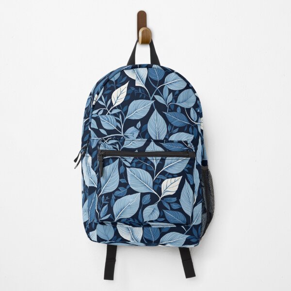 Item preview, Mid Century Modern Botanical Leaves Pattern Chambray Blue designed and sold by Prints and Lifestyle.