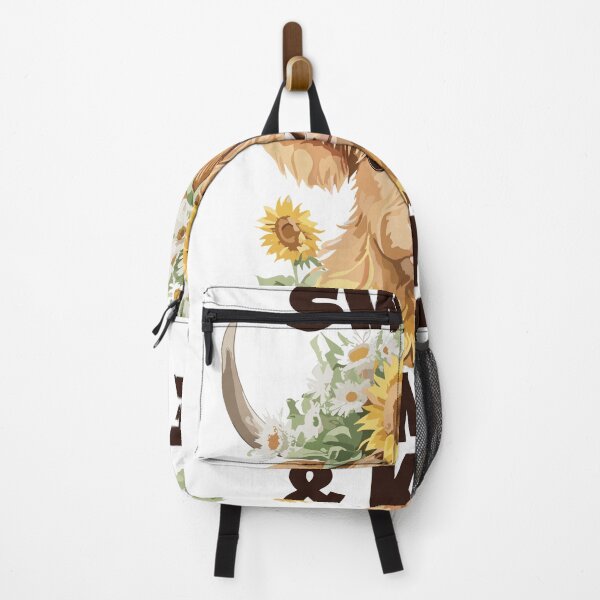 Item preview, Dulce, humilde y amable vaca bebé con girasoles en la cabeza. Linda cría de vaca de las Tierras Altas. designed and sold by Peculiarts.
