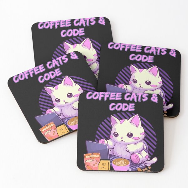 Item preview, Coffee cats and code, cute cat coding at its laptop  designed and sold by BritishDelights.