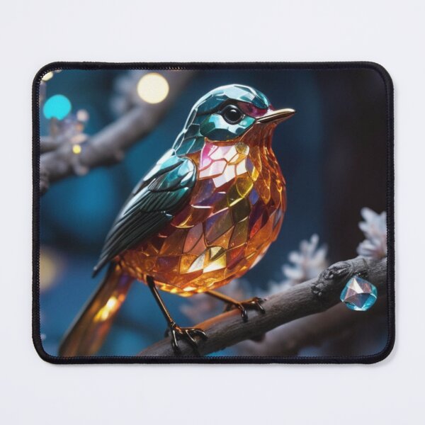 Item preview, Title: "Crystal Avian Harmony: Iridescent Robin Sculpture" designed and sold by Especiallyforu.