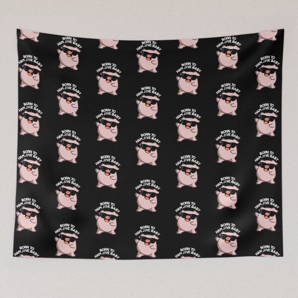 Item preview, Born To Ham Jive Baby Funny Pig Puns Pun (Dark BG) designed and sold by punnybone.
