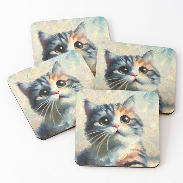 Item preview, Whiskered Whimsy: Impasto Feline Portrait designed and sold by Shams-Studio.
