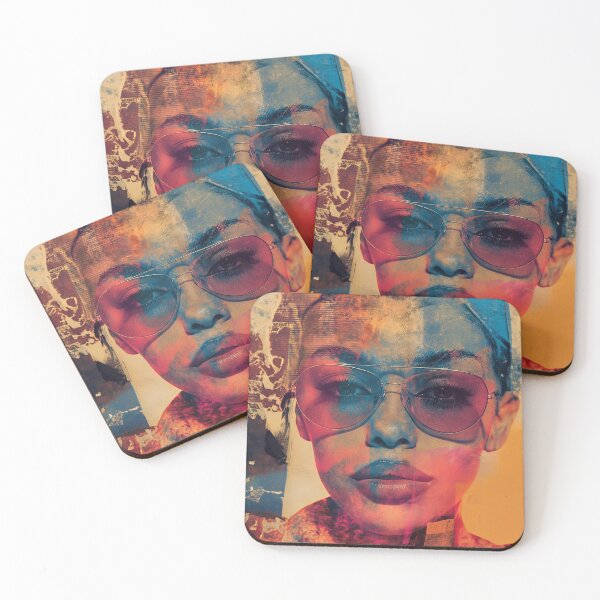 Item preview, Teal Orange Woman Sunglasses | Double Exposure Art Print designed and sold by VUK VESOVIC.