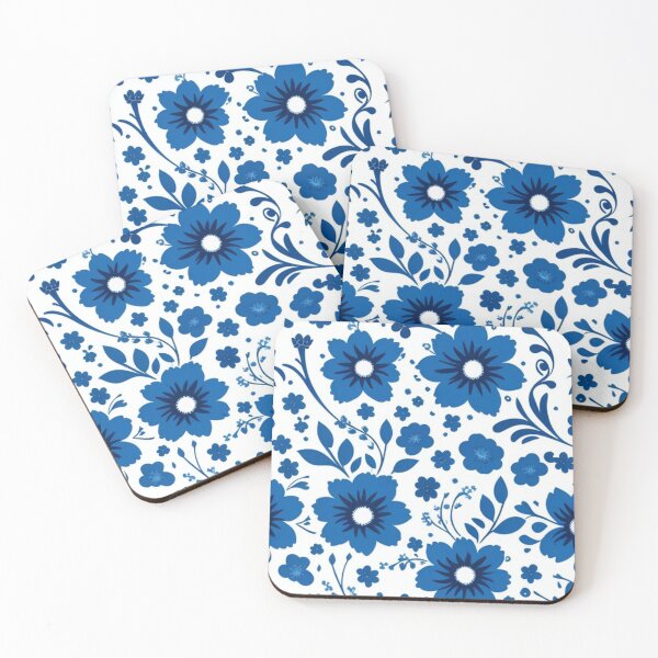 Item preview, Minimalist floral pattern in blue  designed and sold by Roxburylane.