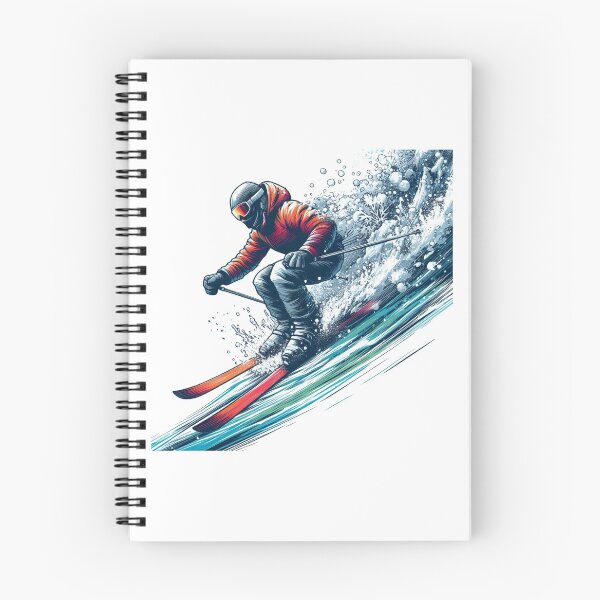 Item preview,  "A skier energetically descending a snow-covered steep slope"..  Watercolor designed and sold by PaintMeWorld.