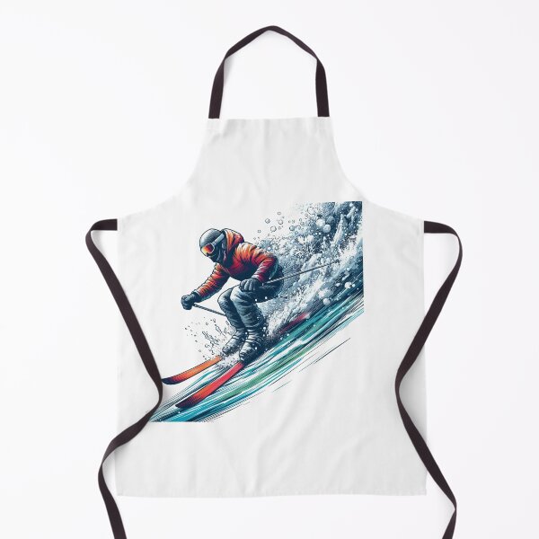 Item preview, "A skier energetically descending a snow-covered steep slope".. Watercolor designed and sold by PaintMeWorld.