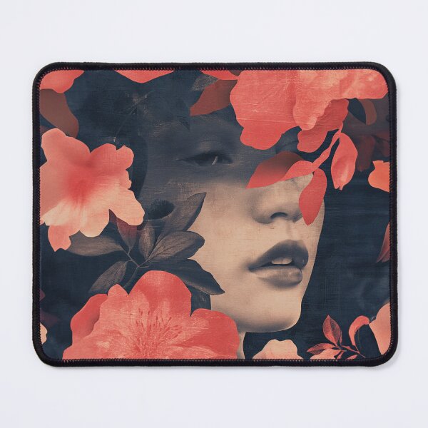 Item preview, Dark Floral Woman Portrait | Red Roses Dramatic Art Print designed and sold by VUK VESOVIC.