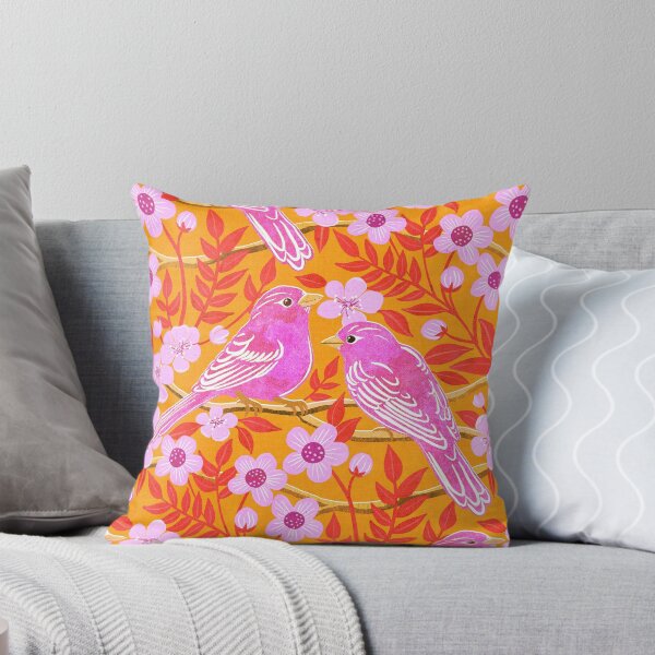 Item preview, Birds in Hot Pink on Bright Orange with Grunge Texture designed and sold by micklyn.