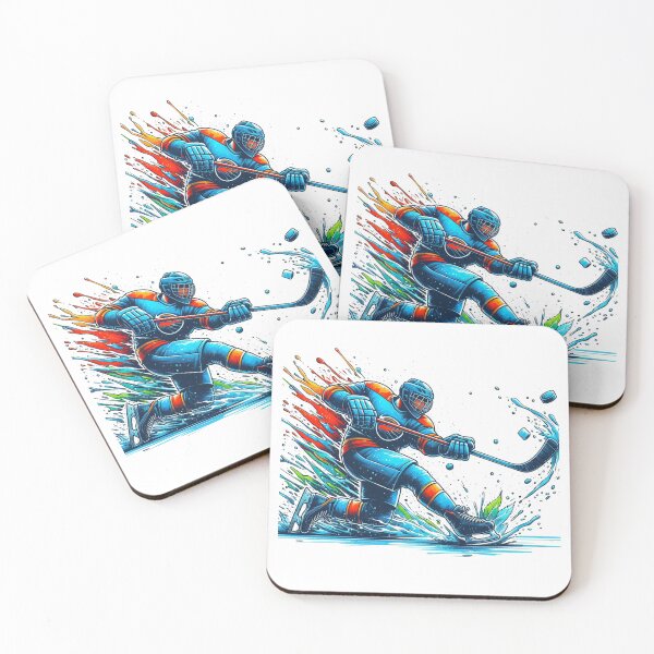 Item preview, Fantastic hockey slapshot in action at the ice rink...  Watercolor designed and sold by PaintMeWorld.