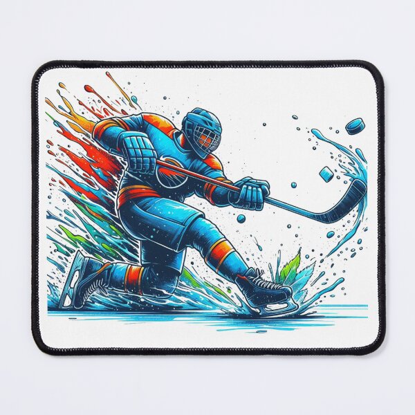 Item preview, Fantastic hockey slapshot in action at the ice rink...  Watercolor designed and sold by PaintMeWorld.