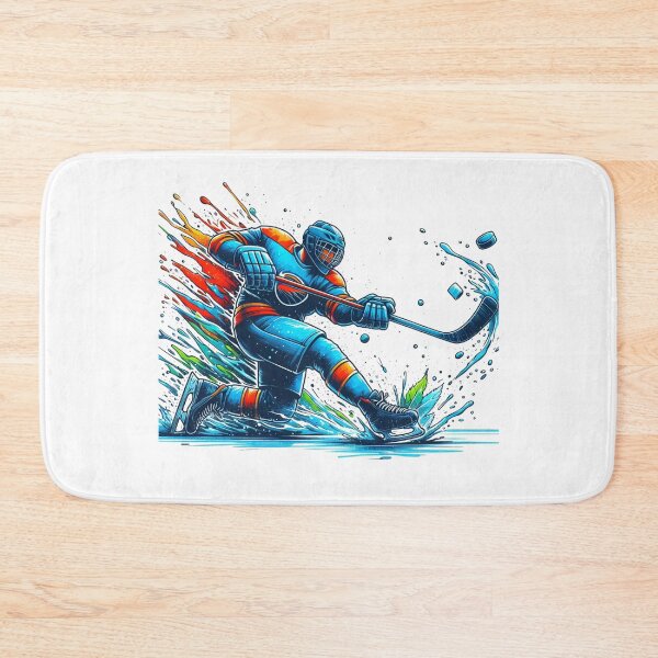 Item preview, Fantastic hockey slapshot in action at the ice rink...  Watercolor designed and sold by PaintMeWorld.