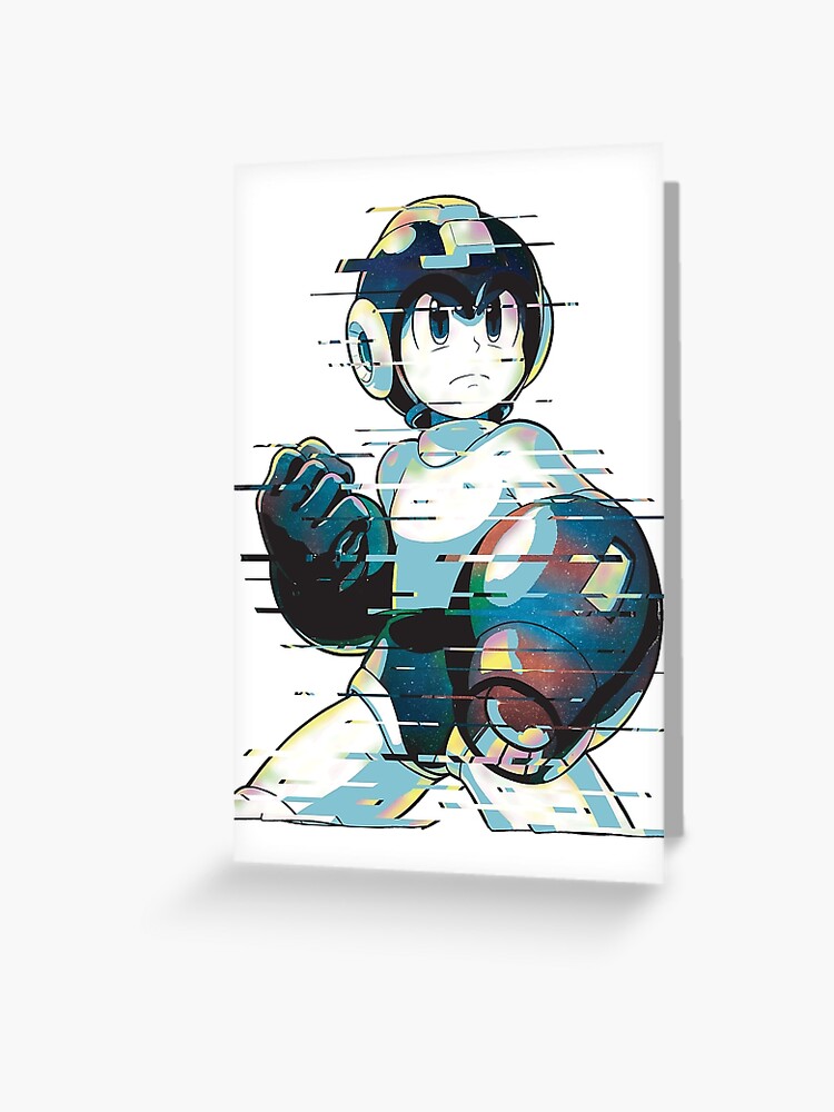 Mega Man Mega Buster Type C Glitch Remix Greeting Card By Obtineo Redbubble