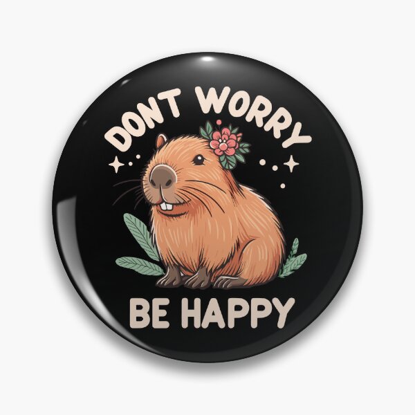 Item preview, Floral Capybara Dont Worry Be Happy Capy designed and sold by EmeraldeaArt.