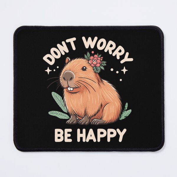 Item preview, Floral Capybara Dont Worry Be Happy Capy designed and sold by EmeraldeaArt.