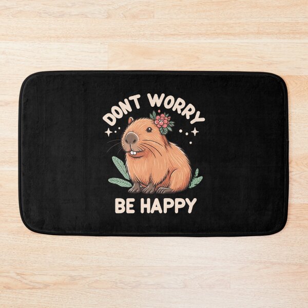 Item preview, Floral Capybara Dont Worry Be Happy Capy designed and sold by EmeraldeaArt.