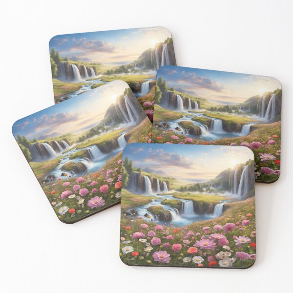Item preview, Imaginary Peaceful Meadow with Waterfalls designed and sold by LunarNebula.