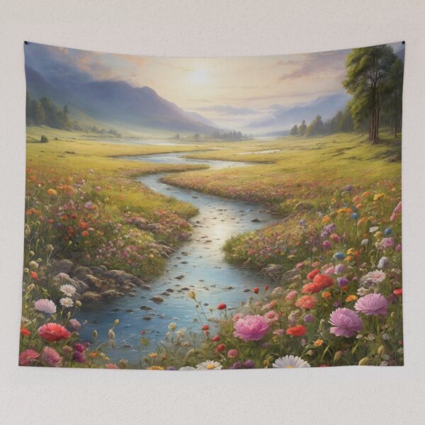 Item preview, Imaginary Peaceful Meadow with a River designed and sold by LunarNebula.