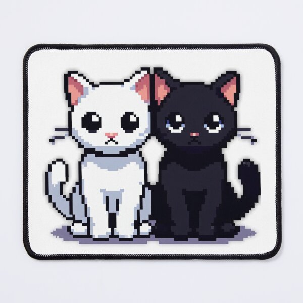 Item preview, Black and white cat pixelart designed and sold by Luvrr Pixels.
