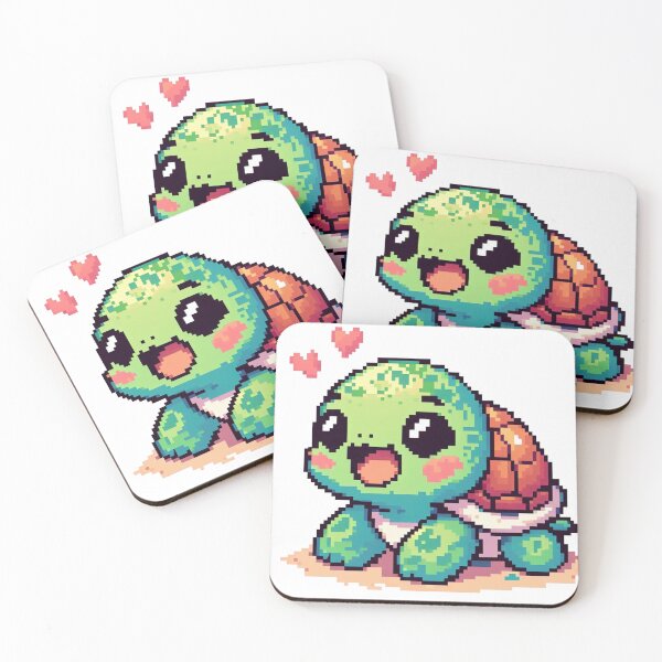 Artikelvorschau, Süße Schildkröte mit Herzen, Pixelart entworfen und verkauft von Luvrr Pixels.