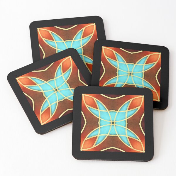 Item preview, Teal Gold Orange Geometric Pattern  designed and sold by © Maya Lavda || wocado.
