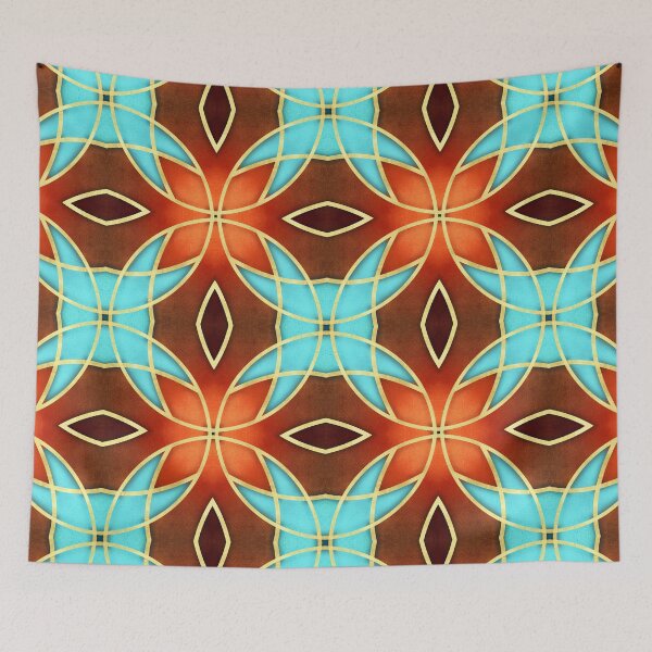 Item preview, Teal Gold Orange Geometric Pattern  designed and sold by © Maya Lavda || wocado.