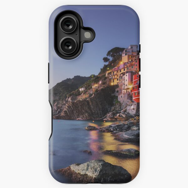 Aperçu de l'œuvre Ville de Riomaggiore, cap et mer au coucher du soleil. Cinque Terre, Ligurie, Italie créée et vendue par Stefano Orazzini.