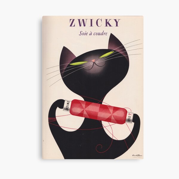 Item preview, Zwicky Soie à Coudre - Cat Sewing Thread Advertising Poster by Donald Brun 1955 designed and sold by sailorettes.