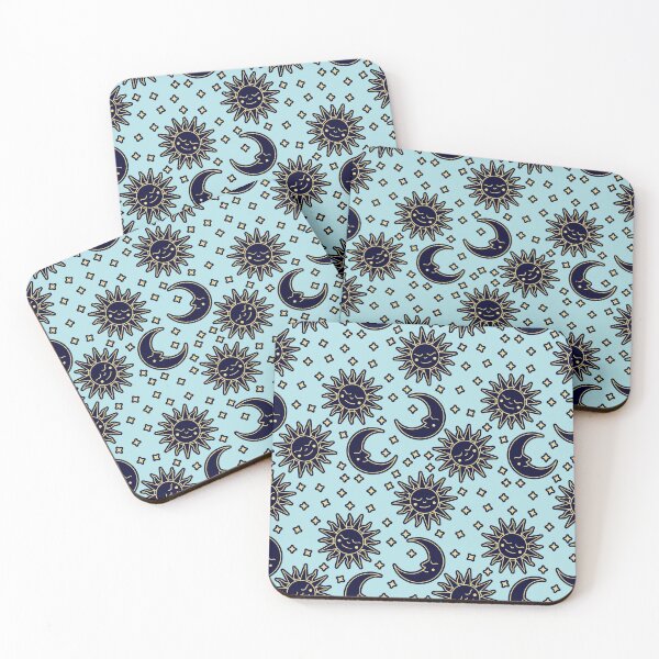 Item preview, blue sun and moon with faces designed and sold by dottiedigitals.
