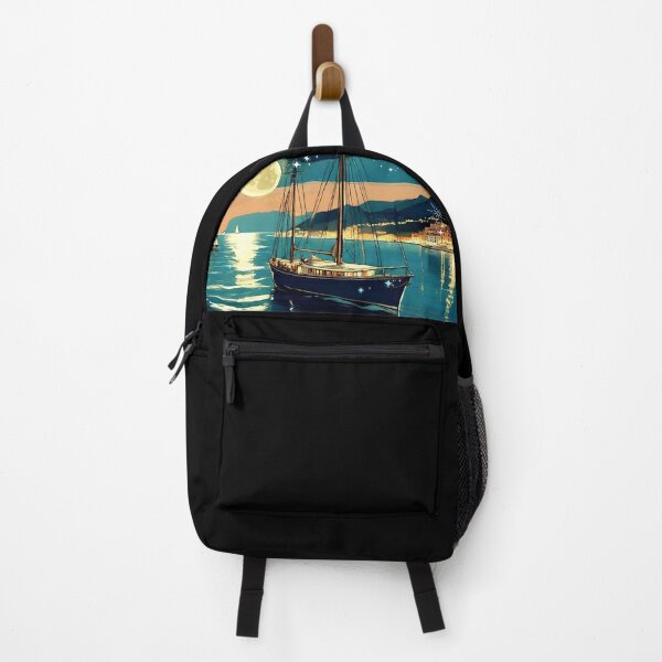 Item preview, Sailing Away Moonlit Almalfi coastline. - 1920s Iconic Roaring Twenties Yacht graphic design designed and sold by ItsAKinkThing.