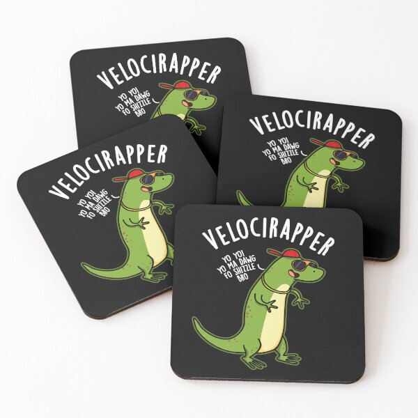 Item preview, Veloci-rapper Funny Dinosaur Puns (Dark BG) designed and sold by punnybone.