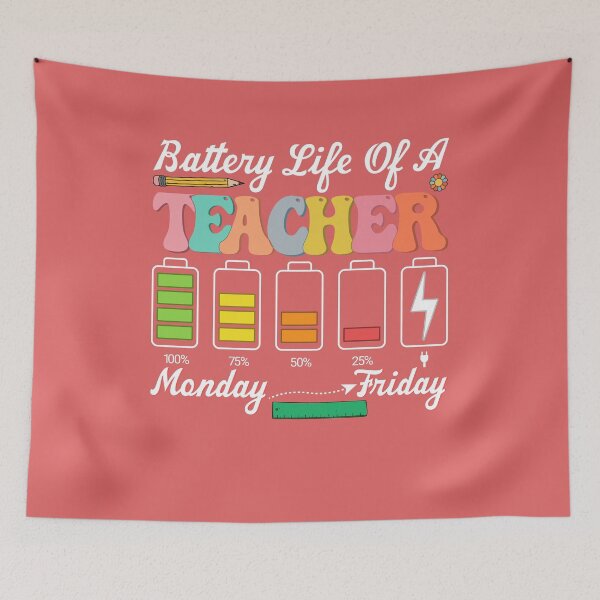 Item preview, Funny Battery life of a teacher Monday TO Friday Teachers Day Vintage  designed and sold by roboartpixel.