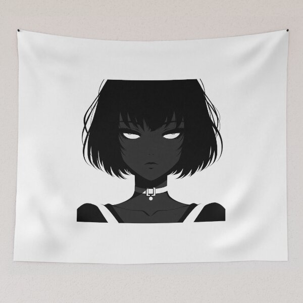Item preview, Black Girl Anime Mysterious Choker-Wearing Silhouette designed and sold by DethLock.