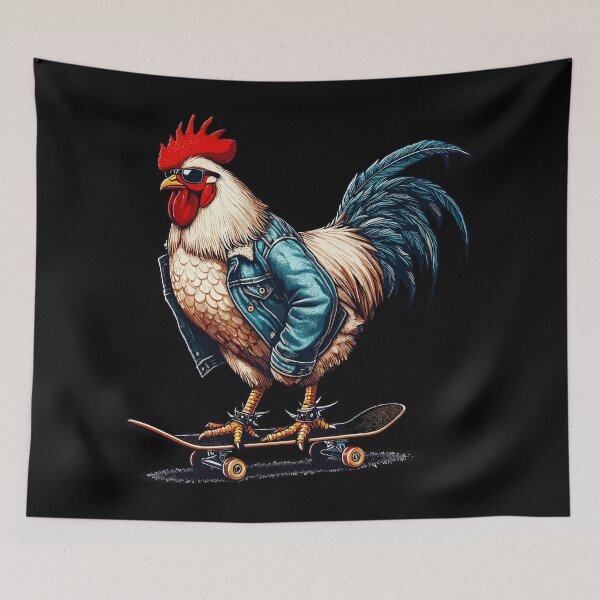 Item preview, Retro cool rooster skateboarder designed and sold by TomFrontierArt.