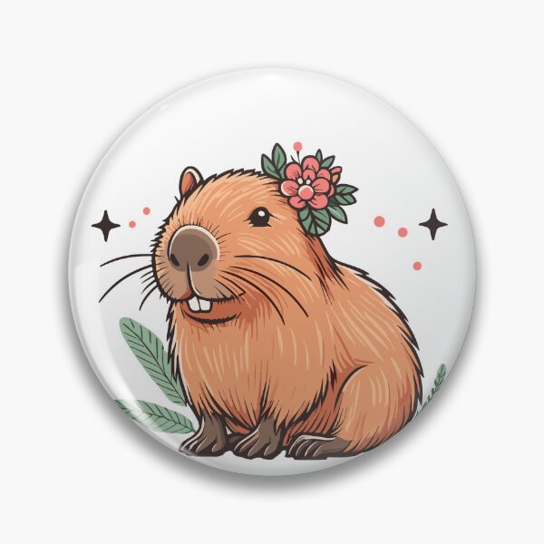 Item preview, Cute floral Capybara girl Illustration designed and sold by EmeraldeaArt.