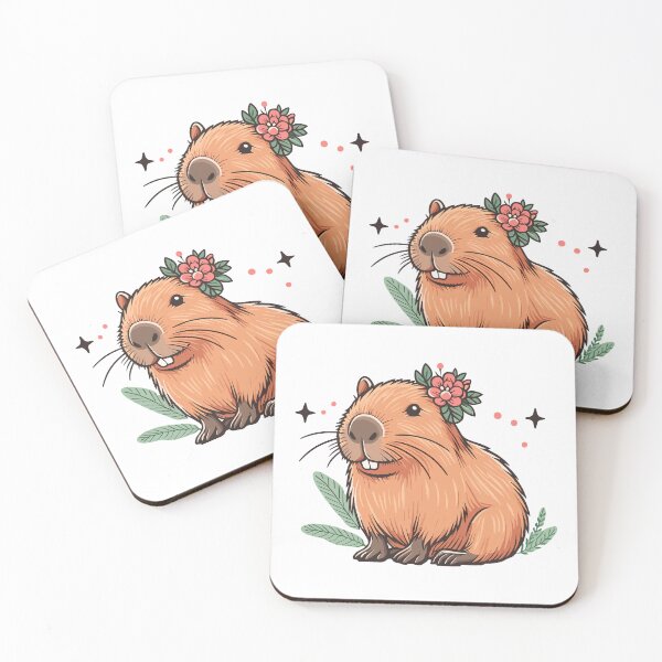 Item preview, Cute floral Capybara girl Illustration designed and sold by EmeraldeaArt.