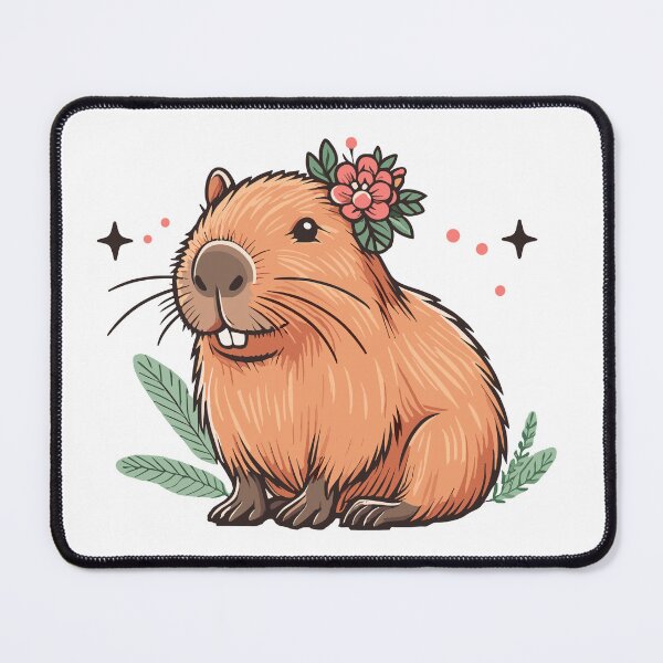 Item preview, Cute floral Capybara girl Illustration designed and sold by EmeraldeaArt.