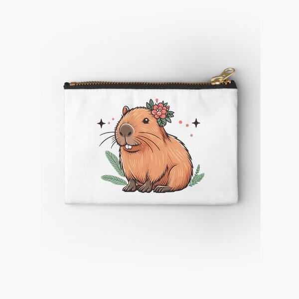 Item preview, Cute floral Capybara girl Illustration designed and sold by EmeraldeaArt.