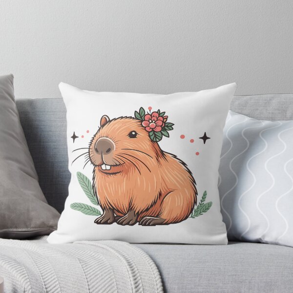 Item preview, Cute floral Capybara girl Illustration designed and sold by EmeraldeaArt.