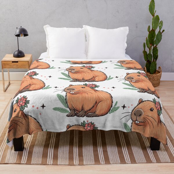 Item preview, Cute floral Capybara girl Illustration designed and sold by EmeraldeaArt.