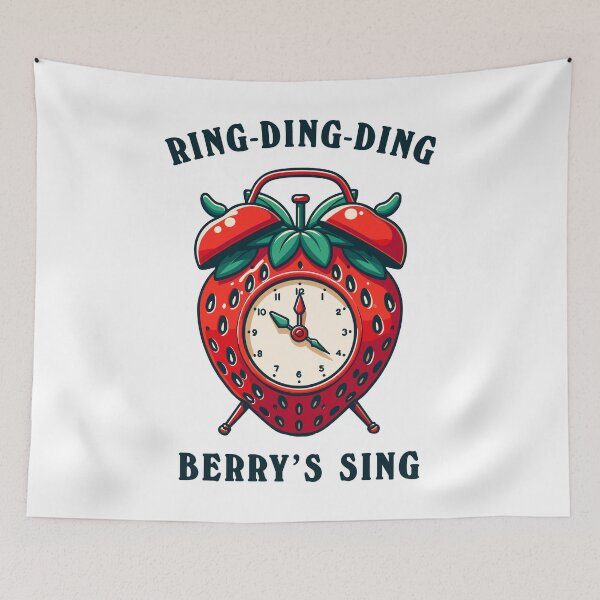 Item preview, Strawberries Clock Ring Ding Ding Cartoon Style designed and sold by CosyTeal.