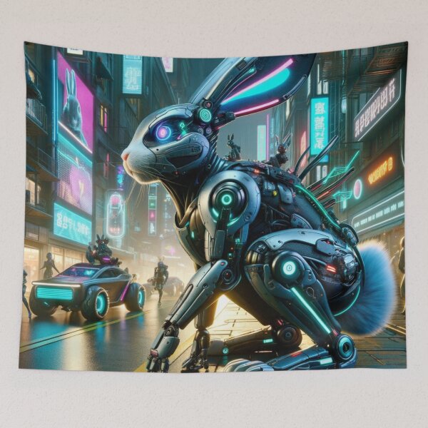 Item preview, Neon Hopper: Cyberpunk Rabbit in the Metropolis designed and sold by Shams-Studio.