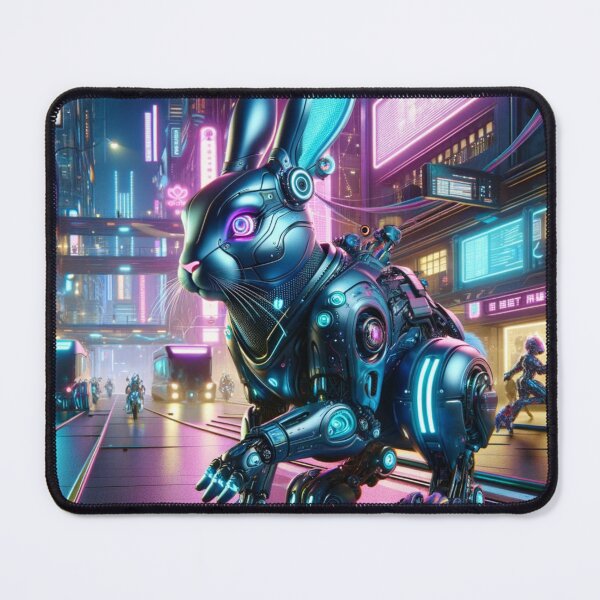 Item preview, Urban Glow: Futuristic Cyber Rabbit in Neon City designed and sold by Shams-Studio.