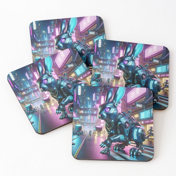 Item preview, Urban Glow: Futuristic Cyber Rabbit in Neon City designed and sold by Shams-Studio.