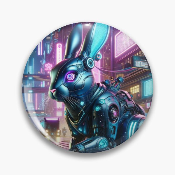Item preview, Urban Glow: Futuristic Cyber Rabbit in Neon City designed and sold by Shams-Studio.