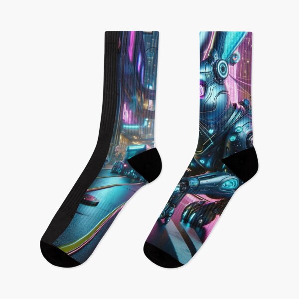 Item preview, Urban Glow: Futuristic Cyber Rabbit in Neon City designed and sold by Shams-Studio.