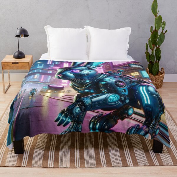 Item preview, Urban Glow: Futuristic Cyber Rabbit in Neon City designed and sold by Shams-Studio.