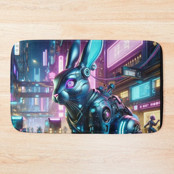 Item preview, Urban Glow: Futuristic Cyber Rabbit in Neon City designed and sold by Shams-Studio.