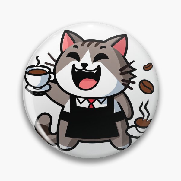 Item preview, Cheerful Barista Cat Serving Freshly Brewed Coffee with Joy designed and sold by DethLock.
