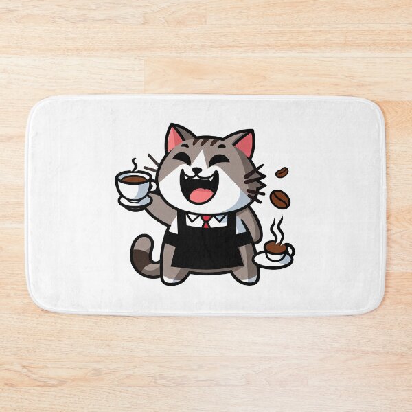 Item preview, Cheerful Barista Cat Serving Freshly Brewed Coffee with Joy designed and sold by DethLock.