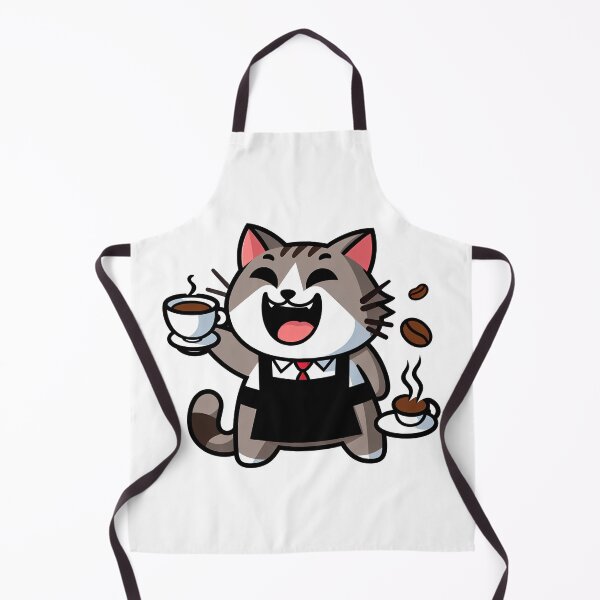 Item preview, Cheerful Barista Cat Serving Freshly Brewed Coffee with Joy designed and sold by DethLock.